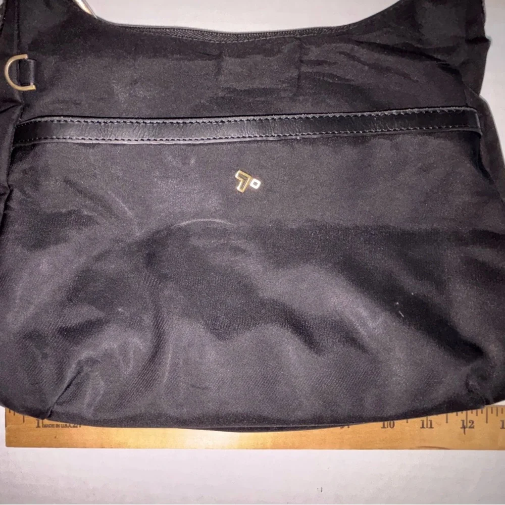 Black Crossbody Bag with Adjustable Strap and nylon Finish